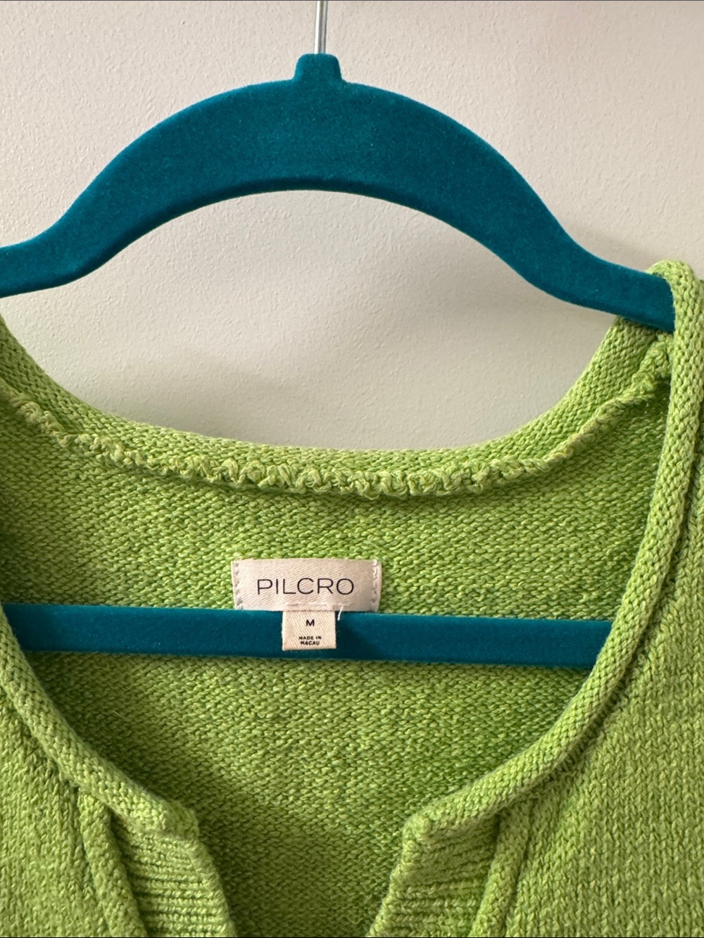 Anthropologie Pilcro Cropped Lime Green Knit Button-Front Tank Top - Picture 2 of 3